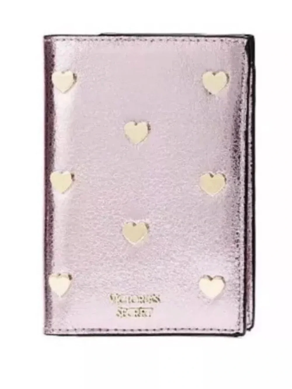 Victoria's Secret Pop Heart Metallic Pink Crackle Passport Cover